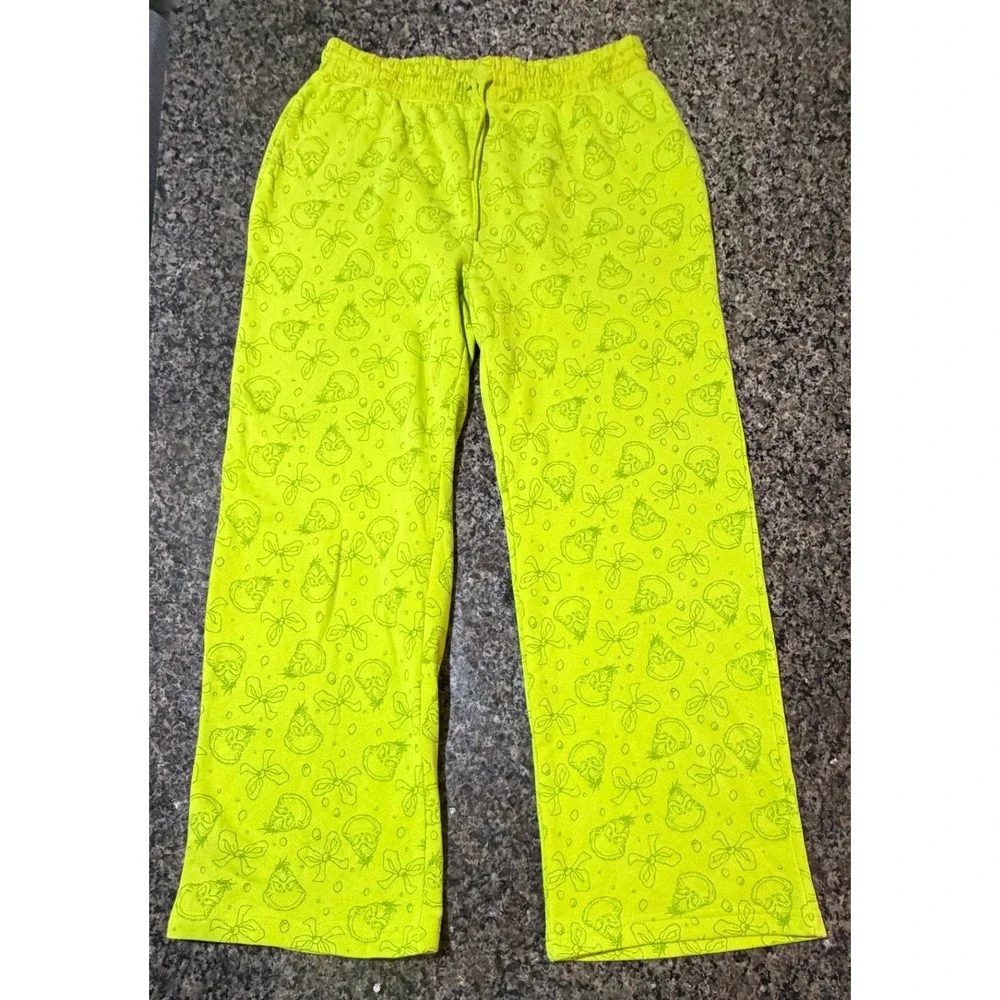 The Grinch Dr Seuss Neon Green Pajama Pants Womens Lounge Sleepwear‎ Small